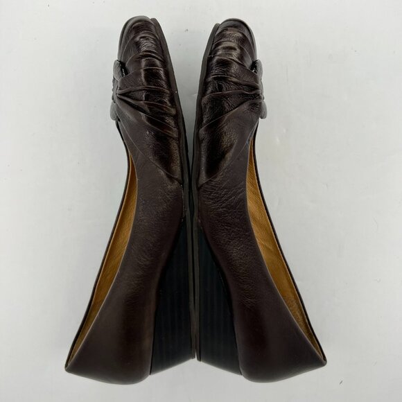 Nurture Womens Serene Brown Leather Low Casual Wedge Size 10 M Slip On Heels - Picture 7 of 10